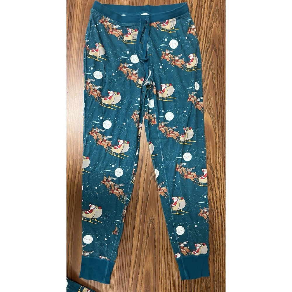 Hanna Andersson Adult Medium Santa Pj Bottoms Blue‎ Long Sleeve